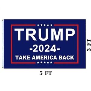 Trump 2024 Flag Take America Back Banner 3x5 Ft Blue Red White MAGA Mancave New